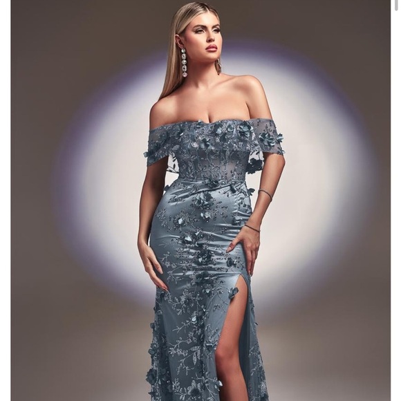 NEW! CINDERELLA DIVINE La Divine Floral
Corset Bodice Evening Gown Blue SZ 8 NWT - Picture 4 of 14